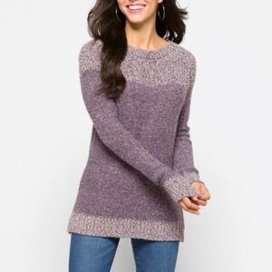 Fate Purple Crew Neck Sweater with Two-Tone Knit